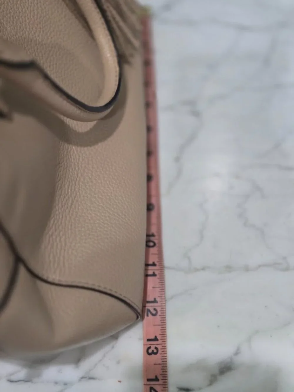Michael Kors Sandrine Medium Leather Satchel Taupe Beige Tassel Handbag
